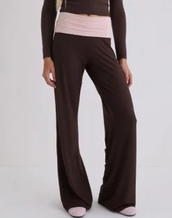 Coreta Foldover Trouser in Bitter Chocolate and Light Lilac