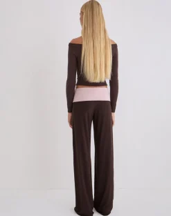 Coreta Foldover Trouser in Bitter Chocolate and Light Lilac