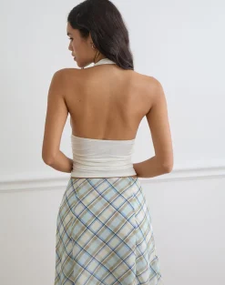 Cosimo Halterneck Top in Cream Eco Lyocell