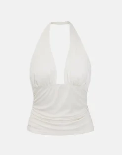 Cosimo Halterneck Top in Cream Eco Lyocell