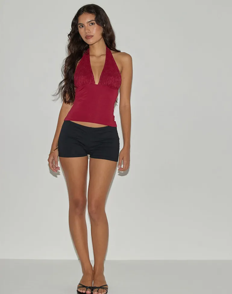 Cosimo Halterneck Top in Lace Red