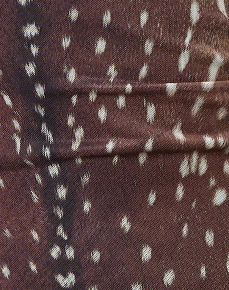 Cosimo Halterneck Top in Mesh Deer Print Brown