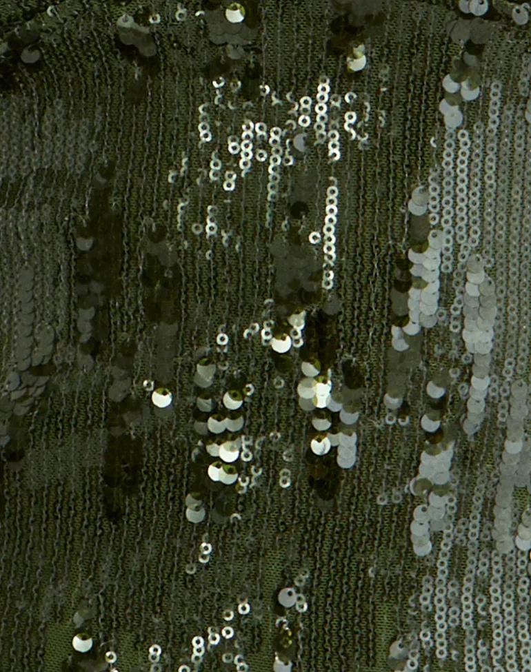 Cosio Halter Top in Mix Sequin Khaki