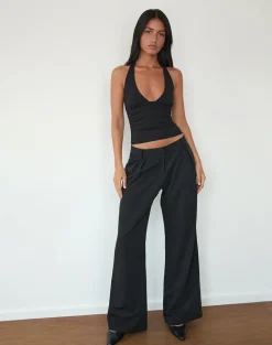 Cosmo Halterneck Top in Jersey Black