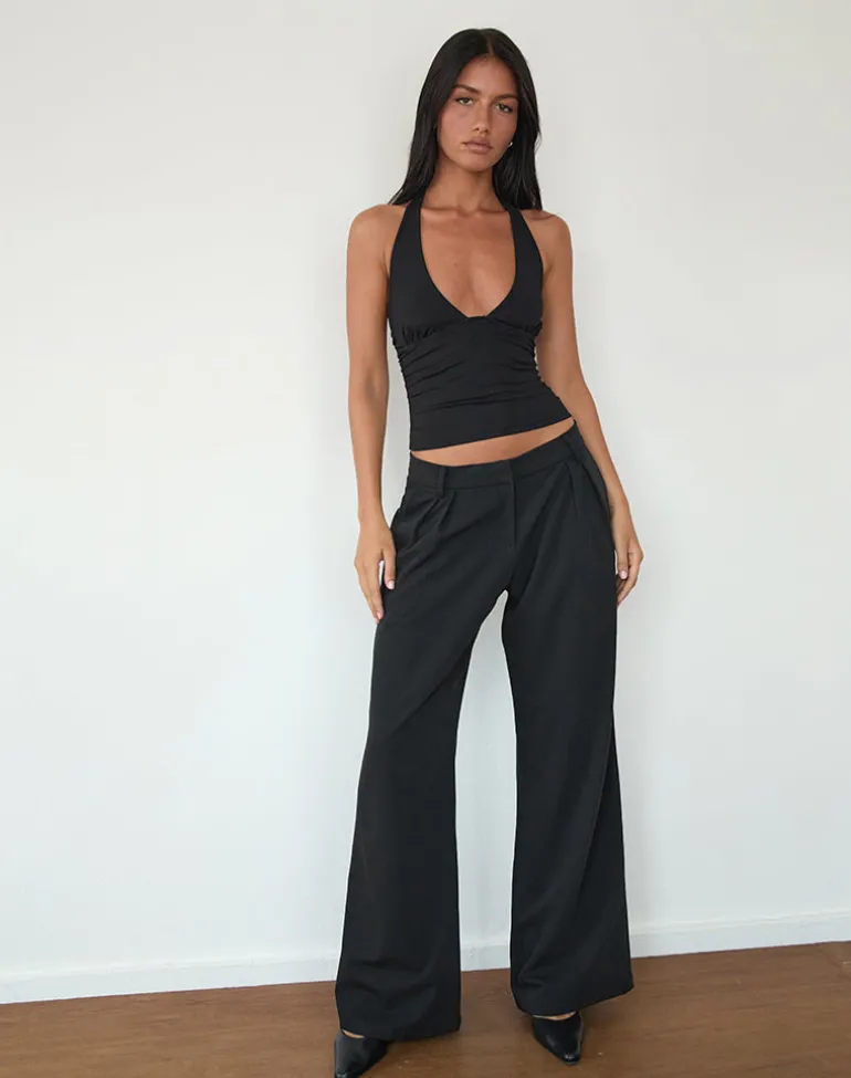 Cosmo Halterneck Top in Jersey Black