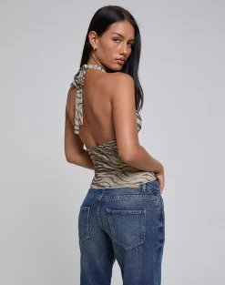 Costra Top in Mesh Wild Animal Neutral