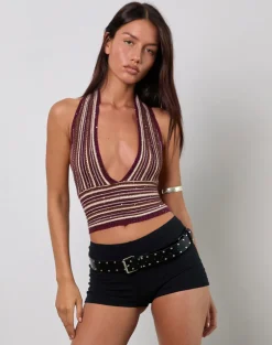 Cosya Top in Shimmer Stripe Knit Rust