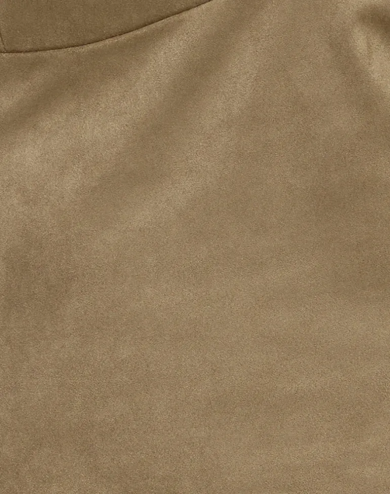 Cressa Top in Faux Suede Mushroom Grey