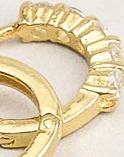 Cubic Zirconia Gold Plated Hinged Huggies Hoop Earrings