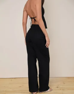 Cursa Trouser in Linen Black with Belt