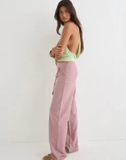 Cursa Trouser in Linen Dusty Rose with Belt