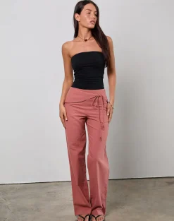 Cursa Trouser in Linen Tuscan Red with Belt