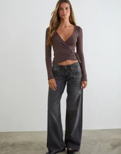 Dakyung Long Sleeve Top in Thick Rib Coffee Quartz