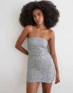 Dalanis Mini Dress in Sheer Sequin Silver