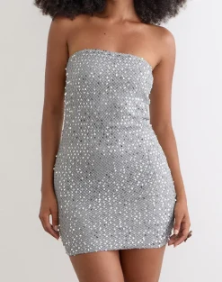 Dalanis Mini Dress in Sheer Sequin Silver