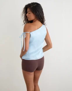 Dalvia Top in Satin Organza Light Blue