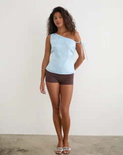 Dalvia Top in Satin Organza Light Blue