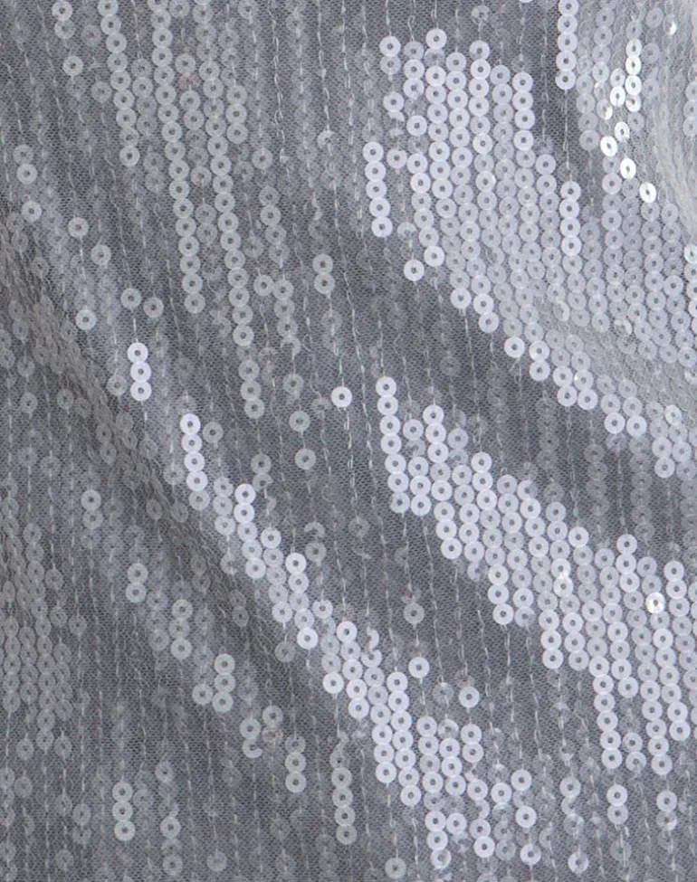 Damske Vest Top in Clear Tinted Sequin Grey