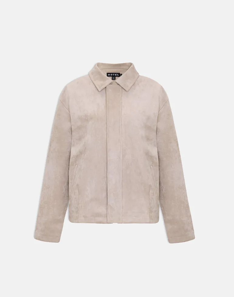 Dante Boxy Jacket in Faux Suede Tan