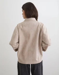 Dante Boxy Jacket in Faux Suede Tan