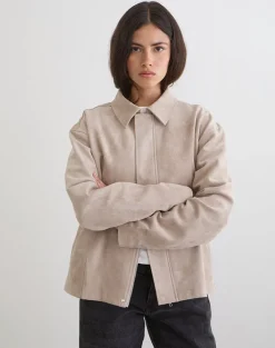 Dante Boxy Jacket in Faux Suede Tan