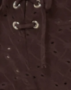 Dan Tie Front Flared Trousers in Broderie Brown