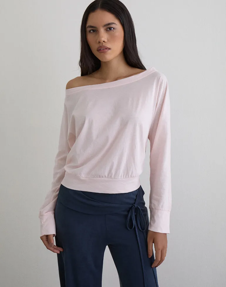 Daral Long Sleeve Top in Jersey Light Pink
