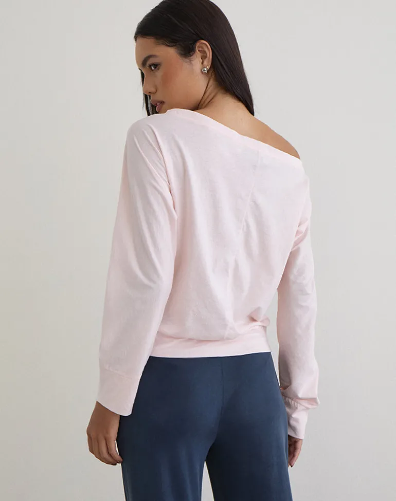 Daral Long Sleeve Top in Jersey Light Pink