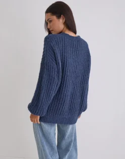 Daren Oversized Knitted Jumper in Navy