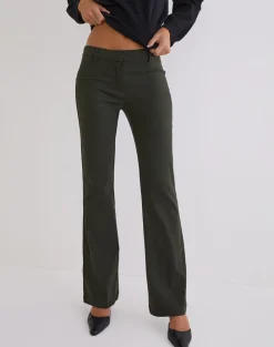 Darias Low Rise Flare Trouser in Dark Khaki