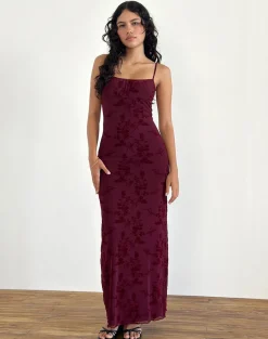 Darsih Maxi Dress in Botanical Flower Maroon