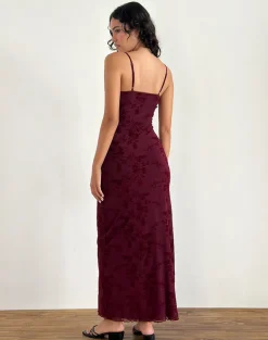 Darsih Maxi Dress in Botanical Flower Maroon