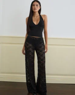 Dasom Trouser in Floral Lace Black