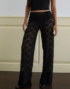 Dasom Trouser in Floral Lace Black