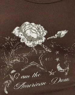Daxio Vest Top in Cocoa American Dream with Studs