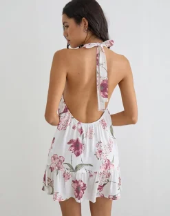 Deliana Mini Dress in Femme Floral White