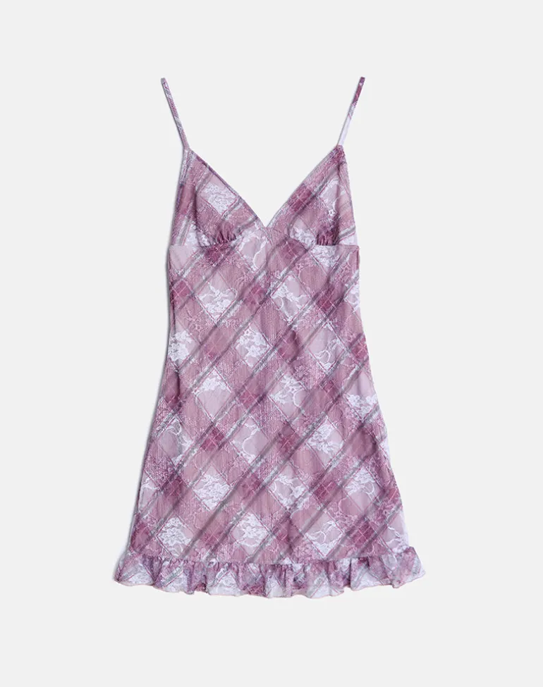 Delos Ruffle Mini Dress in Country Check