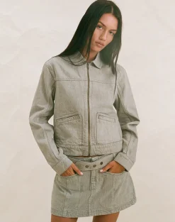 Denim Cinch Jacket in Oat