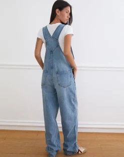 Denim Dungaree in Bright Blue Used