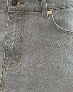 Denim Raw Hem Mini Skirt in Grey Bleach
