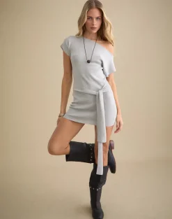 Derana Mini Dress in Silver Shimmer