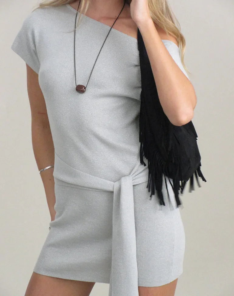 Derana Mini Dress in Silver Shimmer
