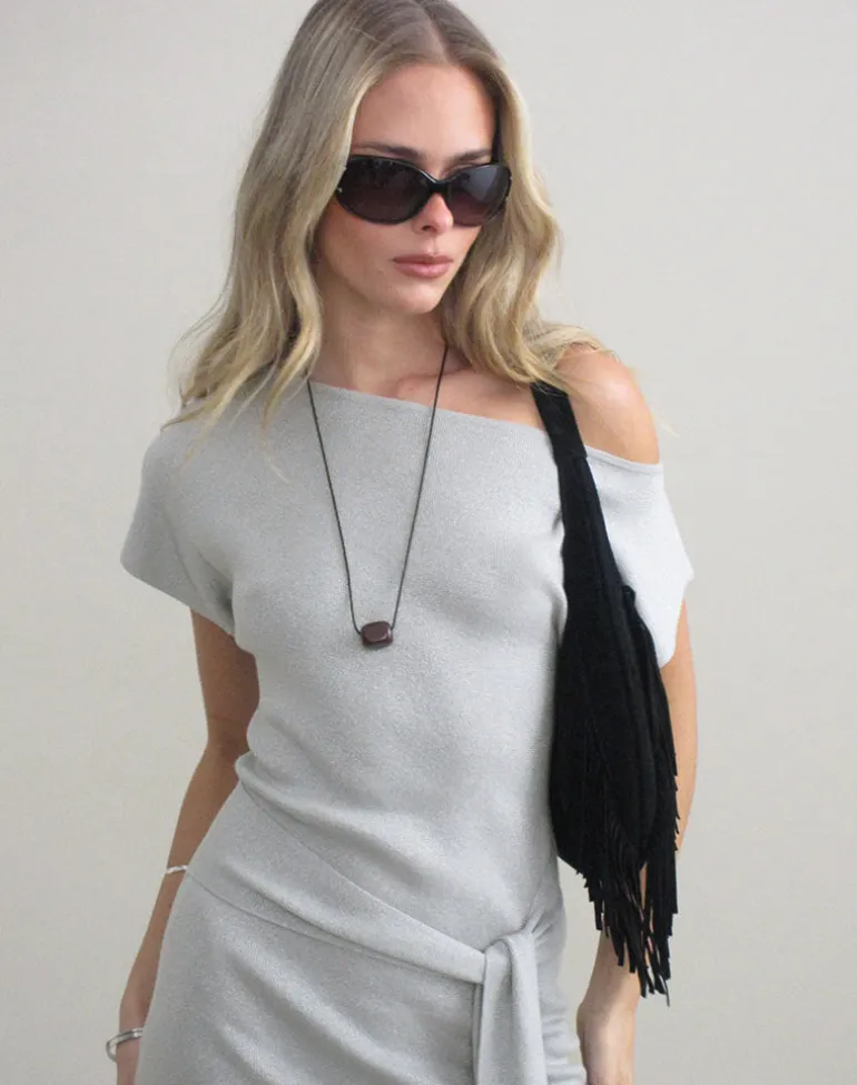 Derana Mini Dress in Silver Shimmer