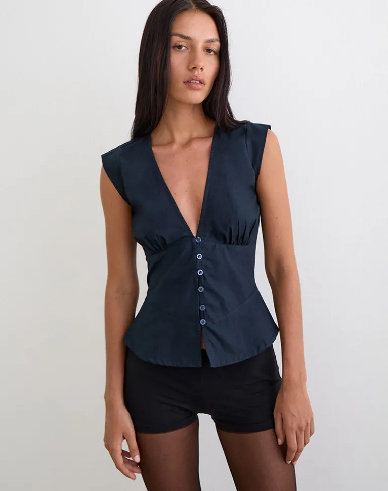 Devlon Blouse in Dark Navy