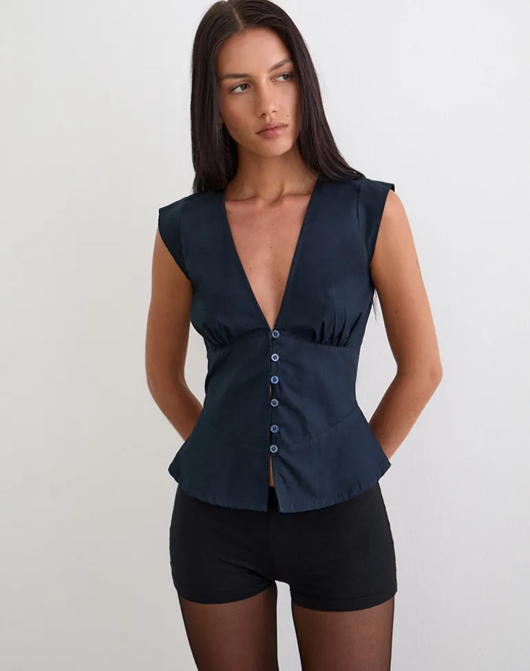 Devlon Blouse in Dark Navy