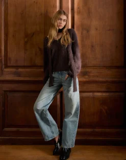 Dikara Jumper with Scarf in Knit Brown