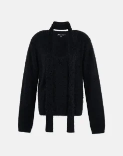 Dikara Jumper with Scarf in Knit Black