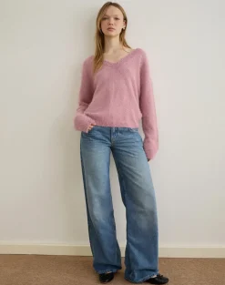 Dikara Jumper with Scarf in Knit Dusty Pink