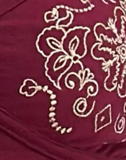 Dimaya Mini Dress in Burgundy with Floral Embroidery