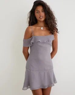 Dinanti Mini Dress in Chiffon Lilac Grey